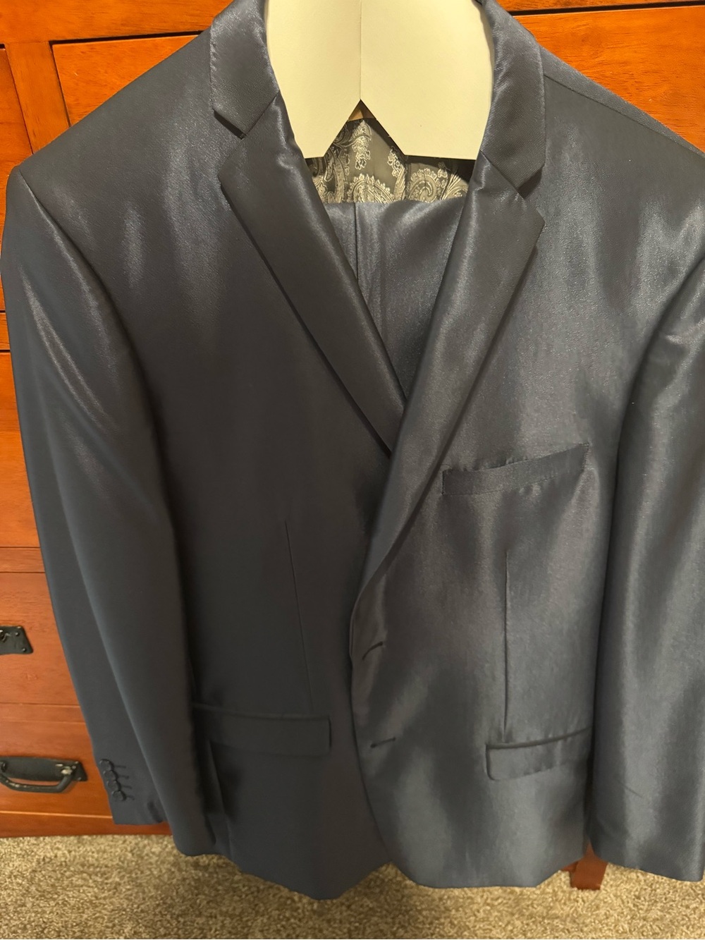 Men's Shiny Charcoal Satin Blazer - Tailored Single-Breasted Jacket